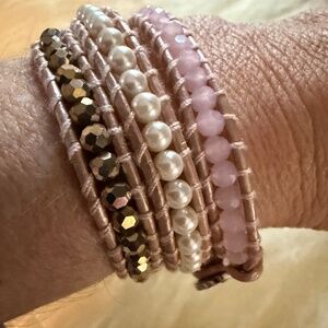 Victoria Emerson Beaded Wrap bracelet - Pink and Pearl